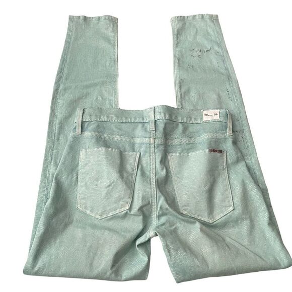 Hudson Nico Midrise Super Skinny Jeans, mint green/black python print sz 26 - Picture 5 of 11